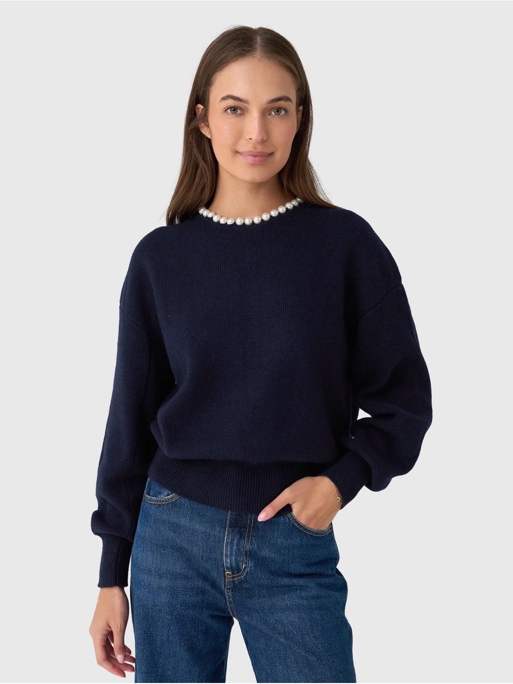 Essentiel Antwerp Pearl-Embellished Knit Sweater